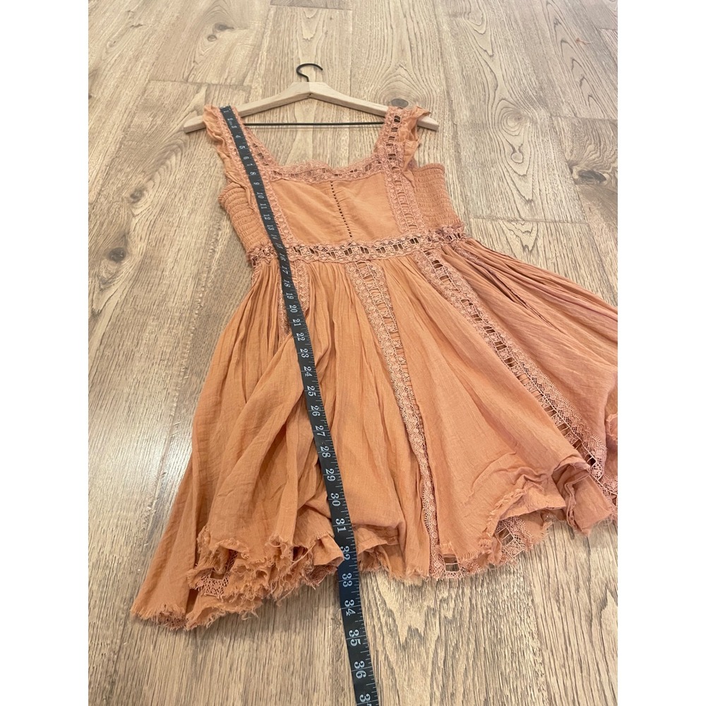 Free People FP One Verona Mini Dress Orange Boho Fairy Beach Crochet Lace Small - Picture 9 of 9